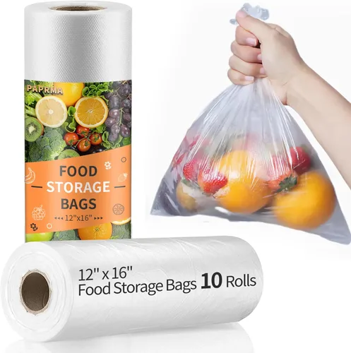 Miniatura 9 de Bolsas de almacenamiento de alimentos de 12 x 16 pulgadas, bolsa de plástico transparente, bolsas de plástico desechables para alimentos y verduras