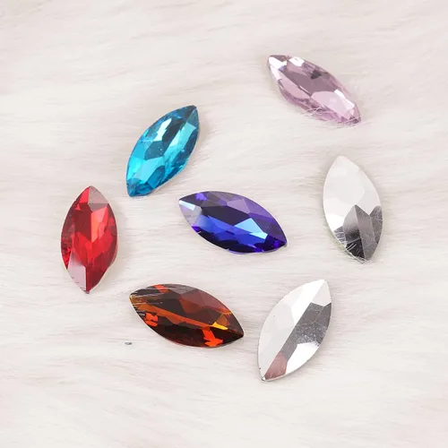 Miniatura 4 de Diamantes de imitación grandes de cristal de 0.512 x 1.063 in, piedras preciosas en forma de ojo de caballo para manualidades, fabricación de joyas