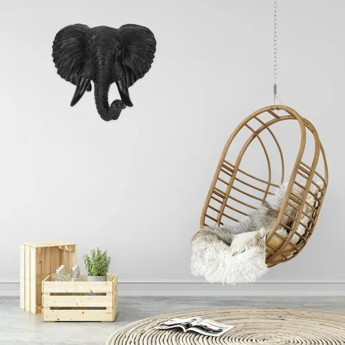 Miniatura 6 de Luxshiny Decoración de pared de cabeza de elefante, escultura de animales 3D, resina para colgar en la pared, arte africano de vida silvestre
