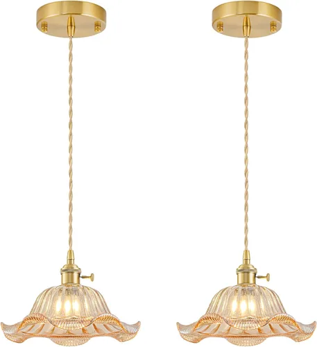 Miniatura 9 de Paquete de 2 luces colgantes para isla de cocina, lámparas colgantes ajustables de cristal, luces colgantes negras mate, isla de cocina, iluminación