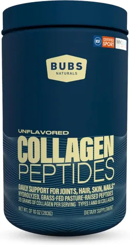 BUBS Naturals Péptidos de colágeno en polvo sin sabor, las mejores proteínas para las articulaciones y la piel, alimentados con pasto criado, apto