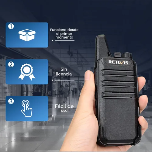Miniatura 5 de Retevis RT22 Walkie Talkies Mini, radio bidireccional recargable de largo alcance, radio de 2 vías pequeña, VOX portátil, para negocios, negocios
