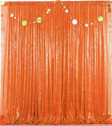 Miniatura 20 de Cortina tipo telón de fondo de lentejuelas rojas de 4 x 8 pies, 2 paneles de cortinas de fondo brillantes con purpurina para decoración de Rojo