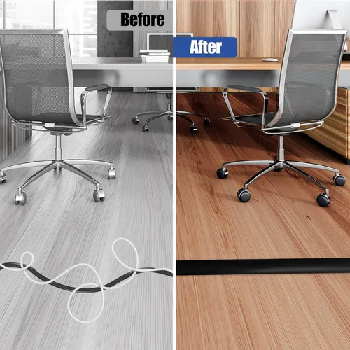 Miniatura 5 de Cubierta autoadhesiva para cables de suelo, gestión de cables de 3.3 pies, protector de tira de extensión para cables, evita tropiezos de cables