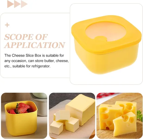 Miniatura 5 de Kichvoe Contenedor de almacenamiento de rebanadas de queso de 4.72 x 2.67 pulgadas, soporte para mantequilla con tapa para refrigerador, alimentos