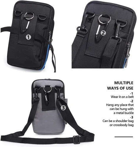 Miniatura 4 de Senient Wolf - Bolsa cruzada multifuncional de nailon impermeable para teléfono, pequeña bolsa de cintura de un hombro, cartera para pasaporte