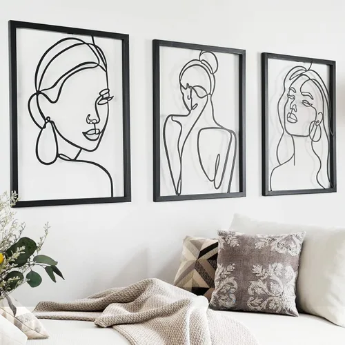 Remenna Decoración minimalista estética para pared, arte moderno abstracto de una línea, arte de cara de cuerpo para mujer, decoración de pared de