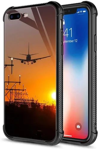 CARLOCA Funda compatible con iPhone 8, diseño gráfico de Airplane Sunrise para iPhone 7, diseño gráfico, a prueba de golpes, antiarañazos