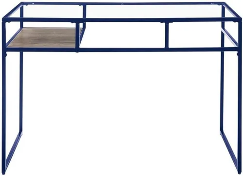 Miniatura 6 de Acme Yasin Escritorio rectangular de cristal con 1 estante en azul y transparente