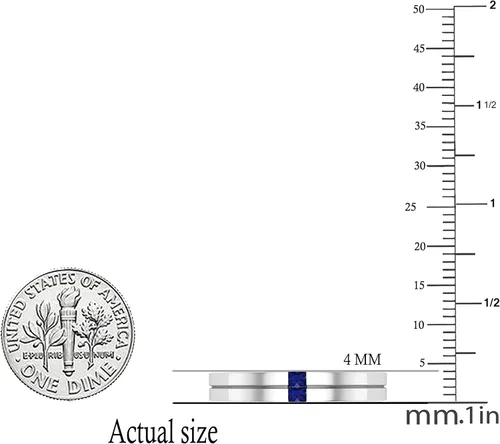 Miniatura 3 de Dazzlingrock Collection 2 mm Princess Gemstone or Diamond Two Stone Mens Wedding Band Ring in 925 Sterling Silver