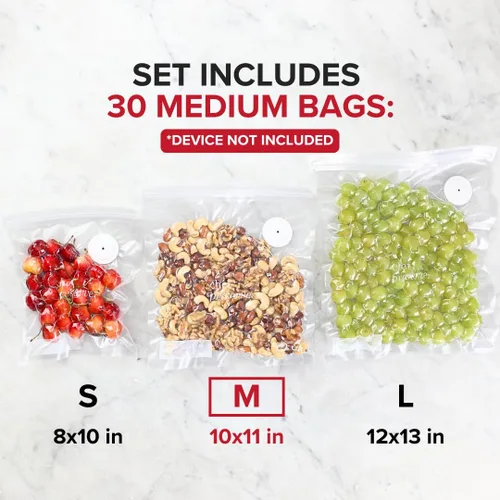 Miniatura 2 de Chef Preserve Bolsas reutilizables selladoras al vacío para alimentos, 30 bolsas medianas sin BPA (10 x 11 pulgadas), para almacenamiento