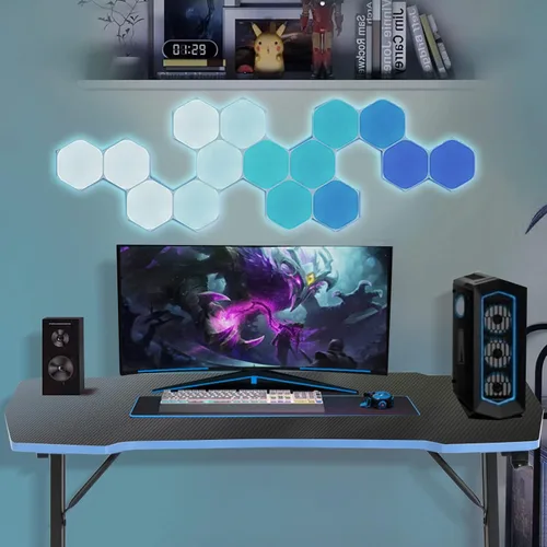 Miniatura 4 de HKLGorg Escritorio para juegos para computadora, escritorio en forma de Z, mesa de juegos para escritura, moderno, ergonómico, estilo de carreras