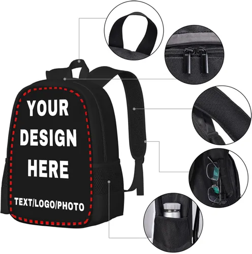 Miniatura 3 de Mochila personalizada para hombre y mujer, mochilas personalizadas con texto fotográfico, mochila informal para computadora portátil para viajes