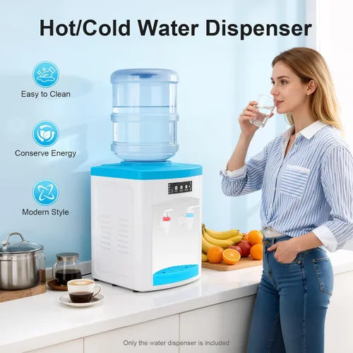 Miniatura 6 de mignonnememe Dispensador de enfriador de agua con carga superior, dispensador de agua fría y caliente, enfriador de agua para encimera, capacidad