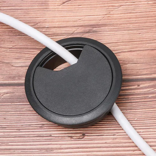 Miniatura 3 de Paquete de 4 ojales redondos de escritorio de oficina de 2 pulgadas, tapas de agujeros para cables, organizador de cable con hebilla oculta