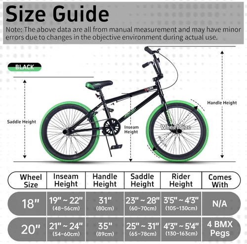 Miniatura 6 de vollsch Bicicletas BMX Freestyle de 18 y 20 pulgadas para adolescentes de 6 a 15 años de edad, niños, niñas, principiantes con palanca, varios