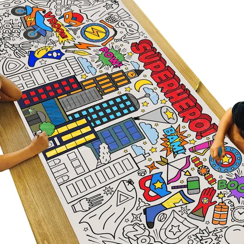 Miniatura 21 de Tiny Expressions Mantel para colorear de helado para niños, enrollado, sin arrugas, 30 x 72 pulgadas, póster grande para colorear para fiestas