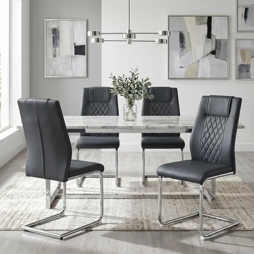 Miniatura 22 de gopop Juego de 4 sillas de comedor, modernas sillas de cocina y comedor con patas de metal galvanizado, sillas laterales tapizadas para comedor