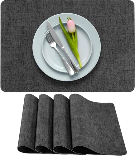 Miniatura 15 de More Décor - Juego de 6 manteles individuales de piel sintética para mesa de comedor, impermeables, lavables, resistentes a las manchas y al calor