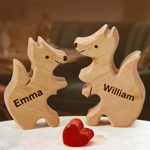 Miniatura 15 de Rompecabezas de oso de madera personalizado con apellidos de 1 a 8 familiares, escultura personalizada con nombre de familia, ideal para Navidad