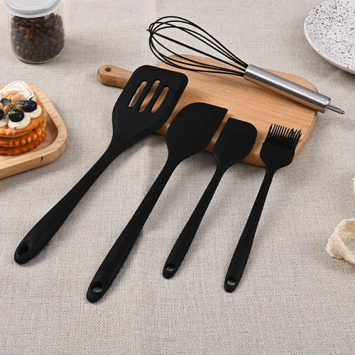 Miniatura 5 de Juego de 5 espátulas de silicona, juego de espátulas para batir resistentes al calor, utensilios de cocina con cepillo de pastelería y batidor, mini