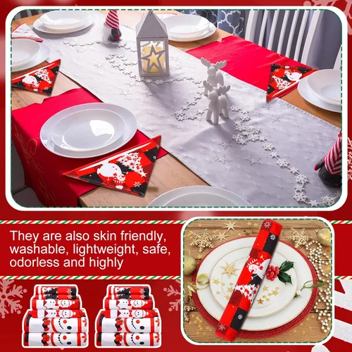 Miniatura 4 de Buryeah Juego de 6 Piezas de Toallas de Baño de Navidad 2 Toallas de Baño Rojas Suave con Diseño de Buffalo Plaid 2 Toallas Cuadradas Decorativas 2
