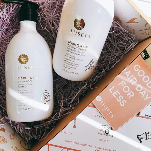 Miniatura 6 de Luseta - Juego de champú y acondicionador de aceite Marula para cabello seco dañado, set hidratante para control del encrespamiento, reparación