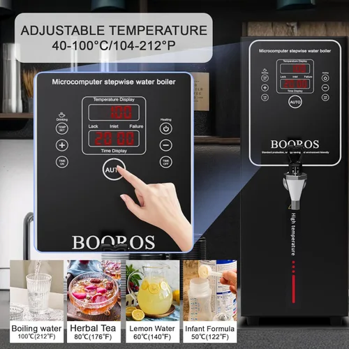 Miniatura 4 de BOOROS Dispensador de agua caliente comercial, dispensador de agua caliente negro, para encimera, caldera de agua caliente comercial de 15 L