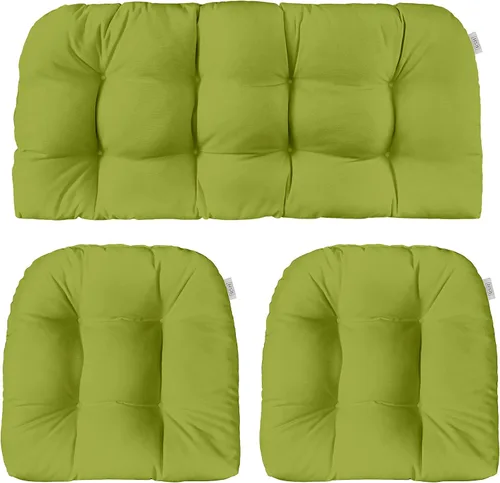 Miniatura 59 de RSH DECOR: Sunbrella - Juego de 3 cojines de mimbre copetudos 41 x 19 pulgadas y 19 x 19 pulgadas Fabricado con tela de rendimiento Sunbrella