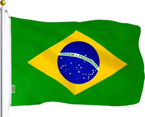 G128 Bandera de Brasil, 3 x 5 pies, serie LiteWeave, impresa en poliéster 100D, bandera de país, colores vibrantes, ojales de latón Brazil