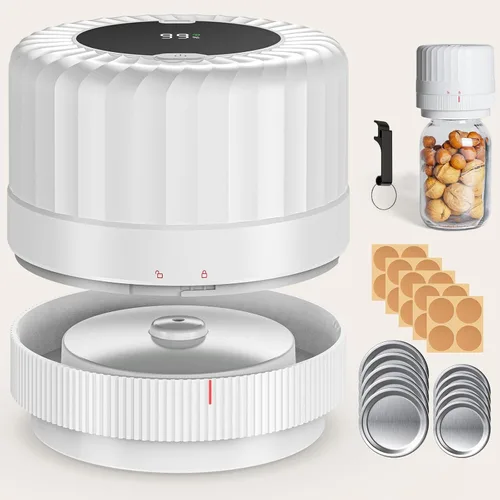 Kit de Sellador al Vacío para Frascos Mason Completamente Automático - Kit de Sellador al Vacío para Frascos Mason con Parada Automática, Sellador