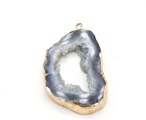 Miniatura 4 de QSLLER 5 Uds. de piedra natural ágata cristal brotes irregulares chapado en oro colgante hacer bricolaje joyería colgante accesorios encantos