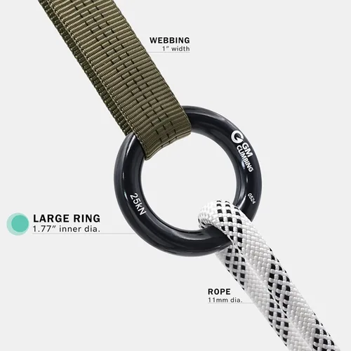 Miniatura 4 de GM CLIMBING Rappel Ring 25kN para escalada en roca Arborist Rescue Slackline Hammock
