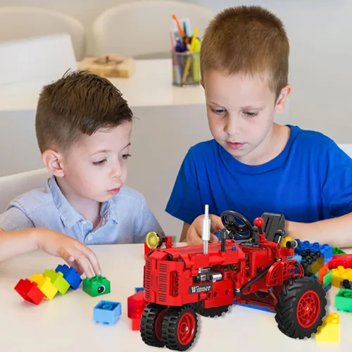 Miniatura 5 de Juego de bloques de construcción clásicos de tractor de granja 1/12, diversión sin fin para niños con una colección de juguetes de tractor