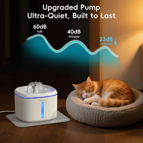 Miniatura 6 de Fuente de agua para gatos, fuente para gatos de 84 onzas / 2.5 L, dispensador automático ultrasilencioso de agua para mascotas mejorado con 3