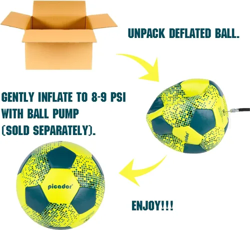 Miniatura 4 de PP PICADOR Balón de fútbol oficial de tamaño 5 para adultos jóvenes, entrenamiento de fútbol para deportes al aire libre e interior con bomba