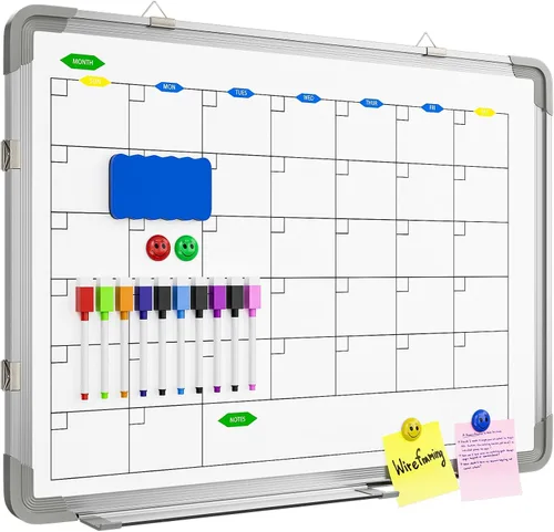 Miniatura 9 de Polegas Calendario de pizarra blanca de borrado en seco, pizarra blanca magnética de borrado en seco, calendario mensual de 16 x 12 pulgadas