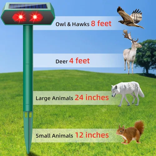 Miniatura 6 de Repelente solar nocturno de animales 2025, repelente de ciervos al aire libre con luz LED roja, paquete de 4 unidades impermeables para gato