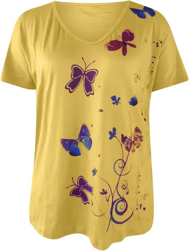Miniatura 3 de Tops for Women Casual Summer,Women Butterfly Printed Top Summer Short Sleeve TeeShirts V Neck Dressy T Shirt
