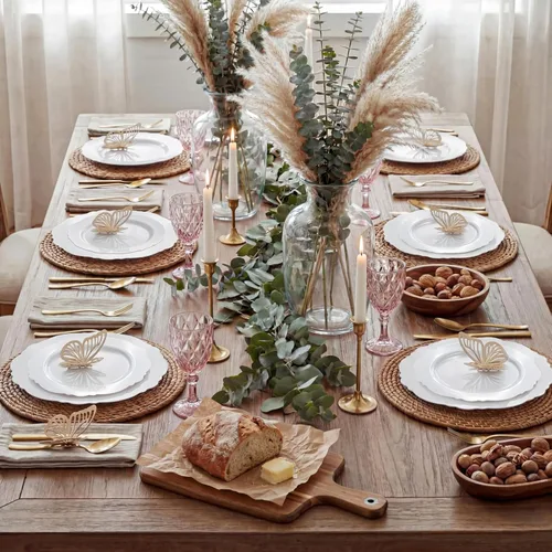 Miniatura 9 de WDF - 125 platos cuadrados negros de plástico con borde dorado y cubiertos desechables dorados, vajilla de plástico que incluye 25 platos de cena