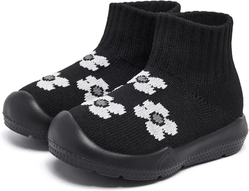 MORENDL - Zapatos de calcetín para niños pequeños, zapatos para caminar para bebés, tenis antideslizantes tipo pantuflas para niños y niñas