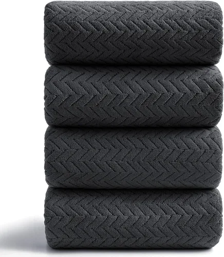 Ferdilan - Juego de 4 toallas de baño grandes de 35 x 70 pulgadas, 600 GSM, ultra suaves y absorbentes, para silla de baño, color negro, toallas de