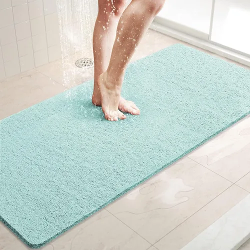 Miniatura 49 de LuxStep - Tapete de ducha, de 24 x 36 pulgadas, tapete de baño antideslizante con drenaje, tapete de baño de cloruro de polivinilo, de secado Gris