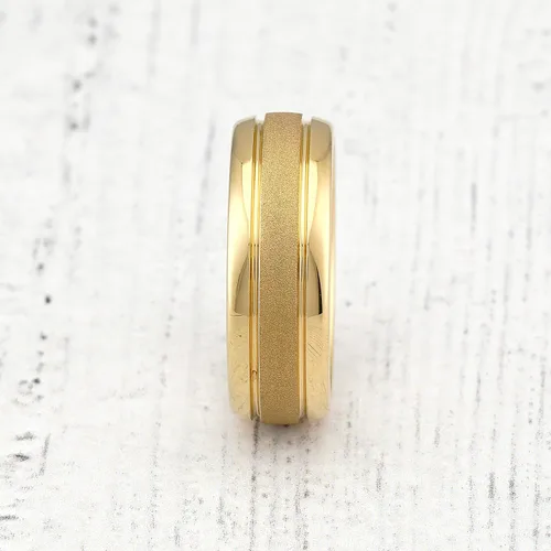 Miniatura 3 de 100S Jewelry - Anillos de tungsteno grabados personalizados para hombres y mujeres, anillo de boda de oro con acabado pulido, borde de cúpula