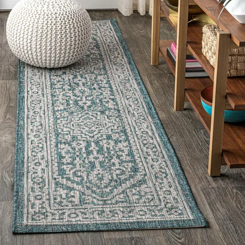Miniatura 26 de Eyely BMS101D-28 - Alfombra de pasillo con textura de medallón de Santa Mónica Slesi, para interiores y exteriores, estilo costero, bohemio, Gris