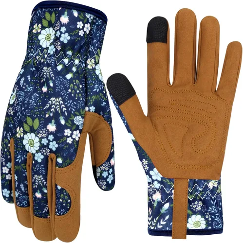 Miniatura 15 de Guantes de jardinería de cuero para mujer, guantes de jardín a prueba de espinas, guantes de trabajo para pantalla táctil, regalos