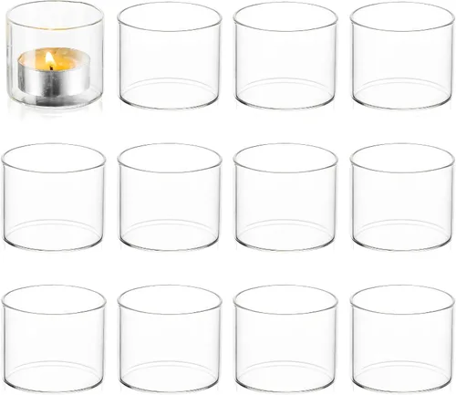 Miniatura 11 de Romadedi Portavelas transparente, mesa votiva de cristal, pequeña decoración de boda, centro de mesa, velas de té flotantes para fiesta de Navidad