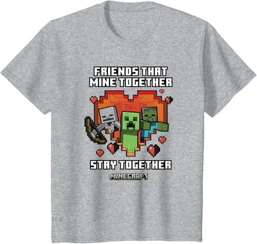 Miniatura 7 de Minecraft Camiseta de San Valentín Friends That Mine Together Mobs, Negro