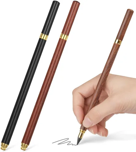 HOTUT Lápices sin tinta, 3 lápices eternos de madera, lápices infinitos de madera, grafito con carcasa de madera, reutilizables, para escribir,