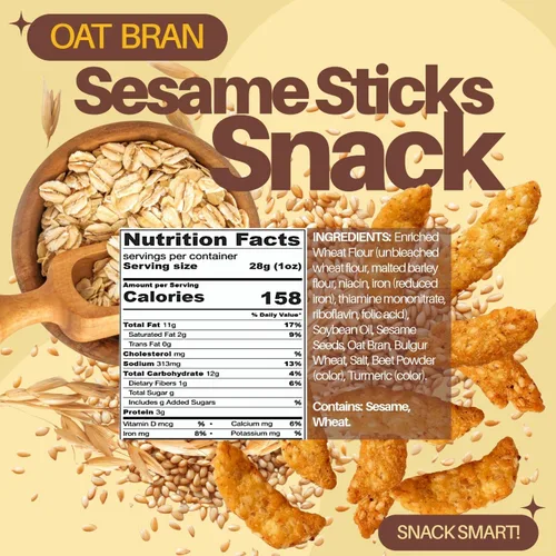 Miniatura 2 de SweetGourmet Palitos de sésamo de salvado de avena Snack saludable 1 libra